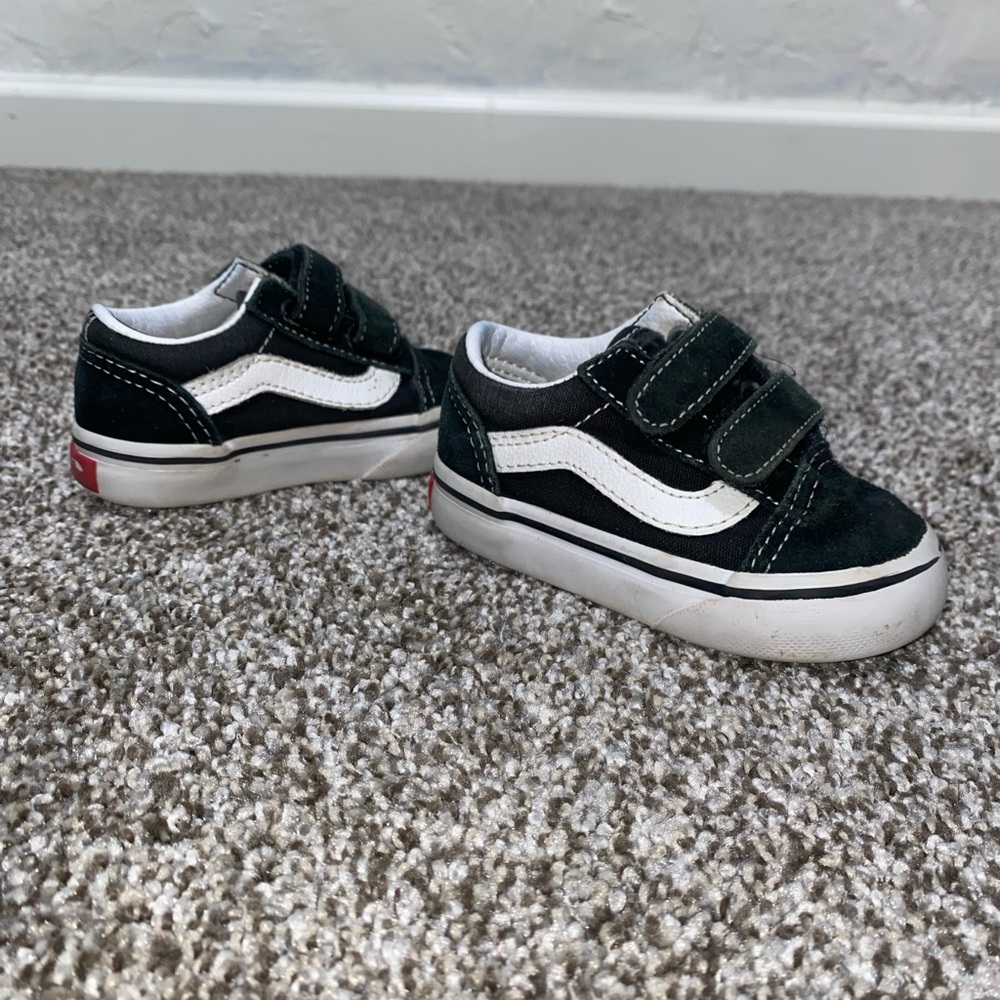 Vans Kids Black and White Velcro Sneakers